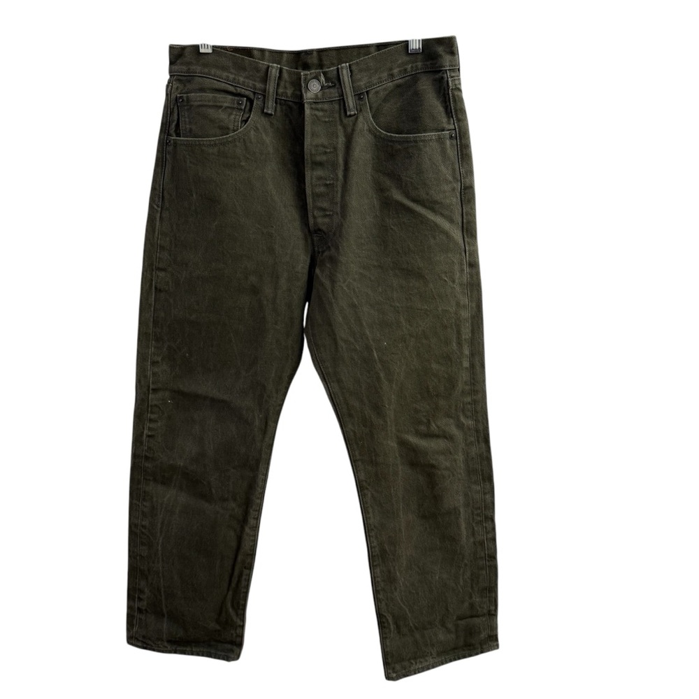 Levi’s 501 Jeans Men’s Army Green Straight Leg Size 32x28 White Oak Cone Denim